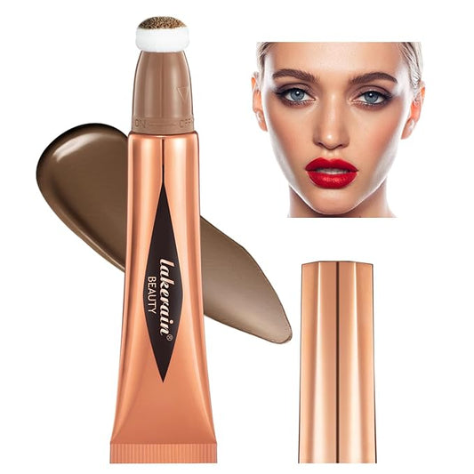 Contour Beauty Wand, Soft Liquid Contour Stick with Cushion Applicator, Silky Cream Contour Stick Natural Matte Finish, Face Contour Makeup for Women, Lightweight Breathable (06# Contour Stick)