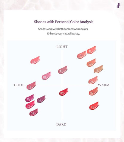 Heart Percent Dote On Mood Pure Glow Tint, Watery & Lightweight Moisturizing Lip Stain Long Lasting Liquid Lipstick 6.8g, #12. Caramel Beige