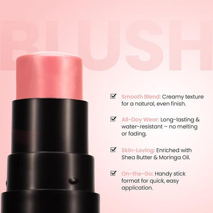 Blush Stick For Women - Pretty In Pink Blusher Highlighter Blush Stick For Cheeks Matte Finish Waterproof And Long Lasting Blusher, Face Makeup 1 count (Pack of 1)