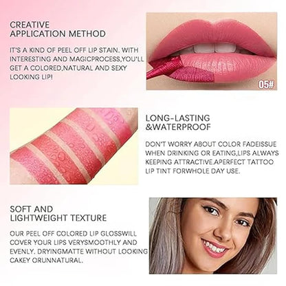 Peel Off Lip Tint, Waterproof Long Lasting Lip Stain, Matte Transfer-Proof Peel Off Lipstick, Non-Stick Cup Lip Color, Smudge-Free Lip Makeup for Women and Girls (05#, 1pc)