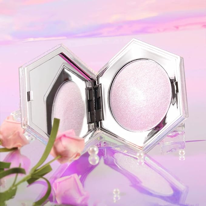 Purple Pink Shimmer Highlight Palette - Face Illuminator, Blush, Bronzer Highlighter + Makeup Iluminadores