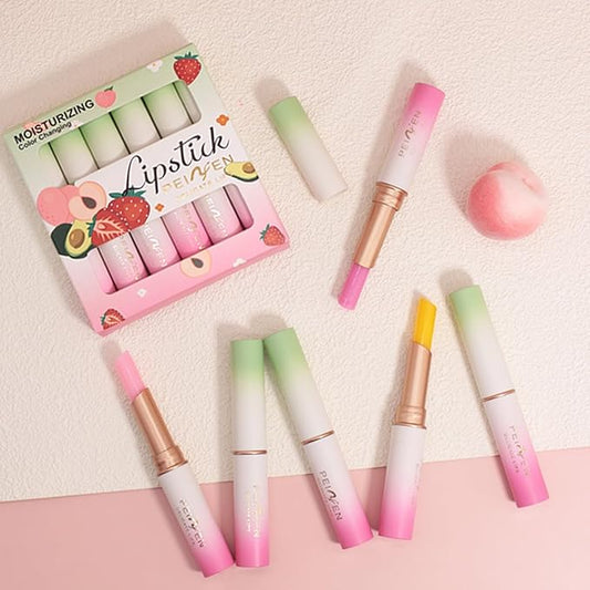 6 Pcs Color Changing Lipstick Lip Balm, Magic Temperature PH Color change Lipstick, Moisturizing No-Sticky Long Lasting Lip Gloss