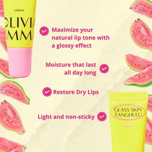 Guava Glass Skin Tanghulu Liptox - Korean Plumping Lip Balm with Peppermint, Shea Butter & Macadamia Seed Oil to Shine and Restore Dry Lips - Non-Sticky Korean Lip Plumper - 10 ml
