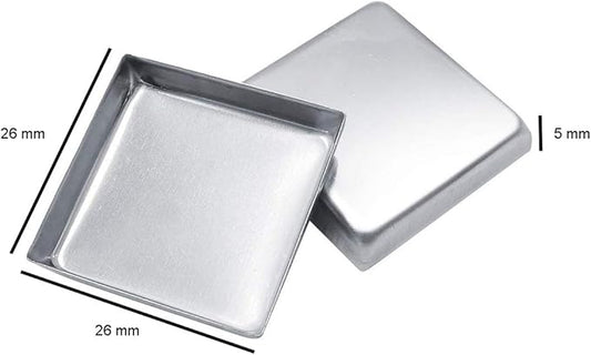 20 Pieces Empty 26 mm Square Metal Pans Cosmetic Eyeshadow Blush Lipstick Organizer for Magnetic Makeup Palette (Height 5 mm)