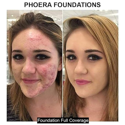 Phoera Foundation Full Coverage Makeup Set - 24hr Long Lasting Oil Control - Same Foundation Smarter Packaging (104 Buff Beige)