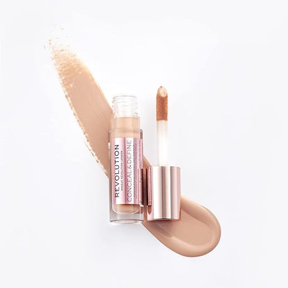 Revolution Beauty, Conceal & Define Concealer, Full Coverage & Lightweight, Long-Lasting Matte Finish, Vegan & Cruelty Free, C8 Medium or Tan Skin Tones, 0.14 Oz. (Pack of 2)