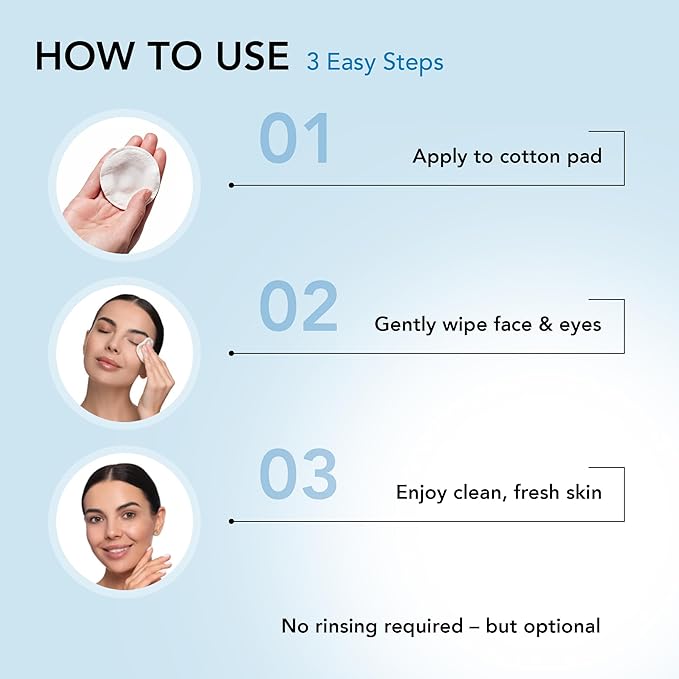 Micellar Water Cleansing & Moisturizing Organic Aloe Vera – 98.8% Natural, Vegan Facial Cleanser & Hydrating Makeup Remover for All Skin Types, Micellar Water Makeup Remover, 8.5 Fl Oz