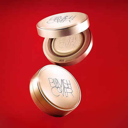 Hanskin Blemish Cover Conceal Cushion, Full Coverage Semi Matte Cushion Foundation Case SPF 50 +, Lightweight Flawless Corrects Redness [No. 21 Cream/Semi Matte / 0.38 oz x 2 Refills]