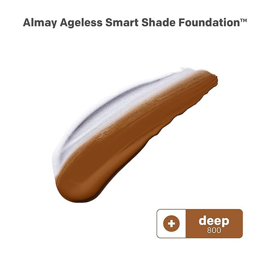Almay Anti-Aging Foundation, Smart Shade Face Makeup with Hyaluronic Acid, Niacinamide, Vitamin C & E, Hypoallergenic-Fragrance Free, 800 Deep, 1 Fl Oz (Pack of 1)
