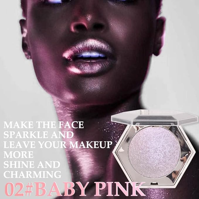 Purple Pink Shimmer Highlight Palette - Face Illuminator, Blush, Bronzer Highlighter + Makeup Iluminadores