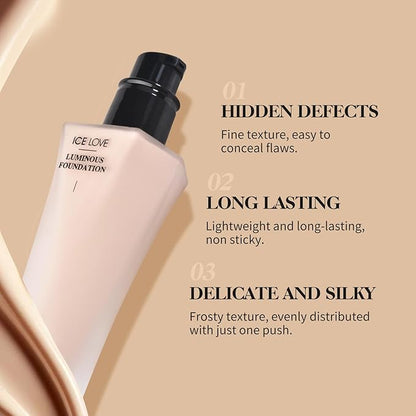 LAMUSELAND Liquid Foundation Makeup, Matte Full Coverage Hydrating Foundation Concealer, Color Correcting Moisturizing Face Makeup for All Skin (Medium Beige, Large)