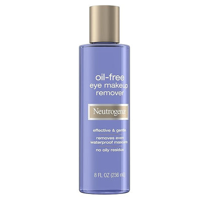 Neutrogena Gentle Oil-Free Eye Makeup Remover & Cleanser for Sensitive Eyes, Non-Greasy Makeup Remover, Removes Waterproof Mascara, Dermatologist & Ophthalmologist Tested, 8.0 fl. oz (Pack of 2)