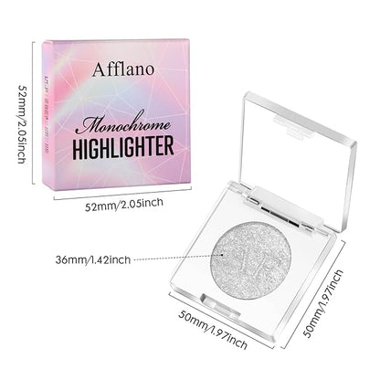 Highlighter Makeup Palette, Long Lasting New Formula, Pearlescent Silver-White Shimmer, Sheer Base, Ideal for Face and Body Contour and Cheek Highlight (#06) Silver White Pearlescent Shimmer