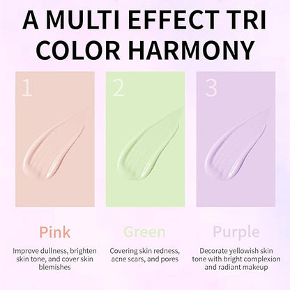3 In 1 Primer for Face Before Makeup, Isolation Cream, Long Lasting Foundation Primer, Oil Control Waterproof & Sweat-Proof, Suitable for All Skin Types