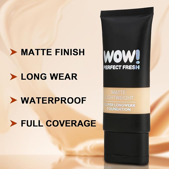 2pcs Matte Liquid Foundation,Full Coverage,Flawless Makeup, Minimizes Pores,Lightweight, 24Hr Long Wear,Waterproof,Oil-Control,Sweat-Proof