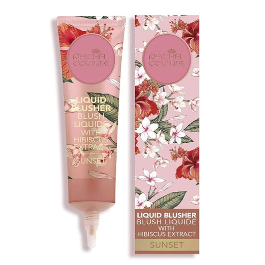 Rachel Couture Liquid Blush for Radiant, Glowing Cheeks | Vegan & Cruelty-Free | Hibiscus Extract Infused - 0.50 Oz - Sunset