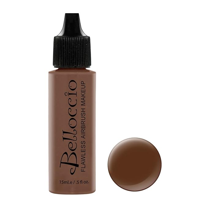 Belloccio's Professional Cosmetic Airbrush Makeup Foundation 1/2oz Bottle: Espresso- Dark with Red Undertones