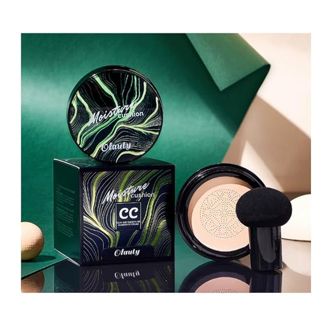 Mushroom Head Air Cushion CC Cream Foundation, Moisturizing Concealer BB Cream Nude Long Lasting Matte CC Cream Makeup Liquid Foundation (Brown color)