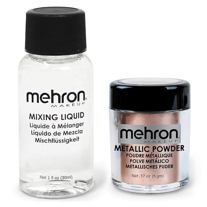 Mehron Makeup Metallic Powder (.17 oz) with Mixing Liquid (1 oz) (ROSE GOLD)
