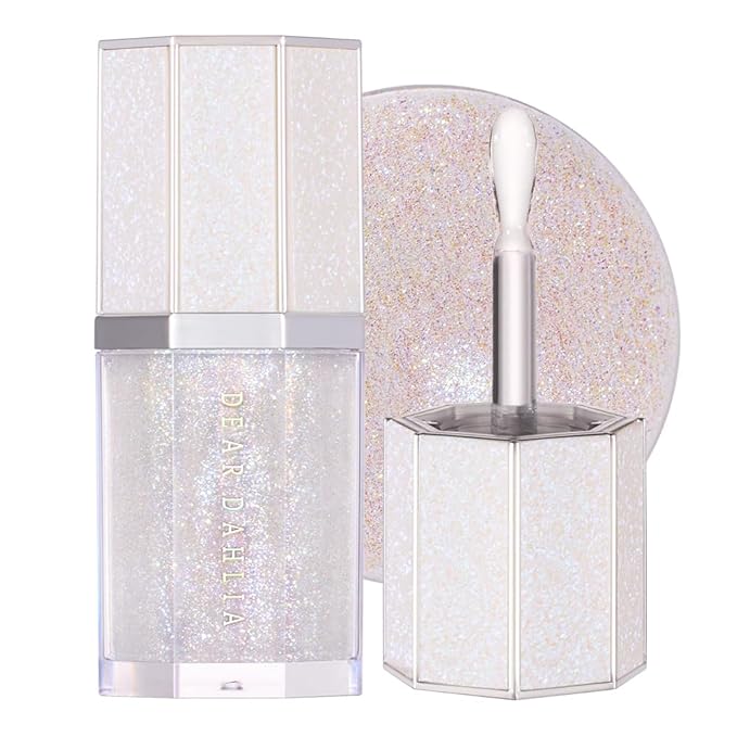 DEARDAHLIA Dear Dahlia Paradise Sparkle Lip Glaze – High-Shine Vegan Lip Gloss for Juicy, Glassy Lips with Glitter or Shimmer Finish, Lip Plumper, Cooling Plumping Formula, 0.19 fl oz - CRYSTAL