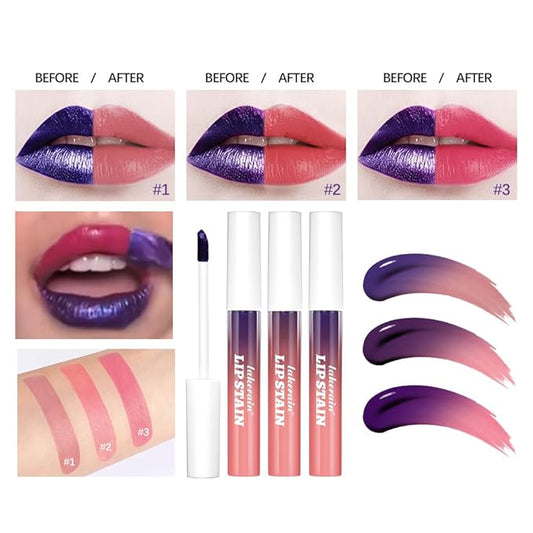 3Pcs Lip Stain Peel Off Masque Set,Matte Liquid Lipstick Nude Lip Gloss Waterproof Lip Stain Non-stick Cup Peel Off Lipstick Lip Makeup for Women