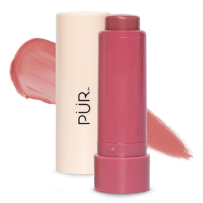 PÜR Silky Tint Creamy Multitasking Blush Stick with Peptides, Berry Best - Blush Stick with Natural, Healthy-Looking Glow & Ultra-Creamy Finish - Professional Makeup