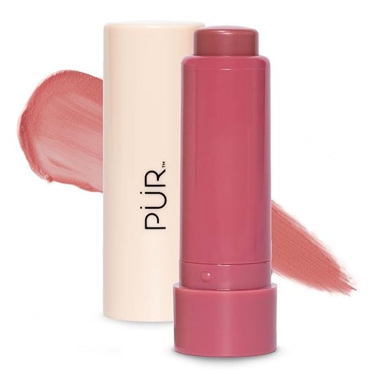 PÜR Silky Tint Creamy Multitasking Blush Stick with Peptides, Berry Best - Blush Stick with Natural, Healthy-Looking Glow & Ultra-Creamy Finish - Professional Makeup