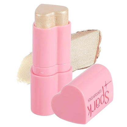 Heart Blush Stick, Matte Rouge Stick, Cheek Contour Pen, Long Lasting Water Proof Non-Greasy Smooth, Buildable Lightweight Cream Blush, Easy Application High-Gloss Finish (03#, 0.21 OZ)