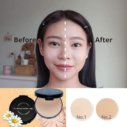 CIVIC MADAM COMPACT Pressed Powder Foundation Bright, Light Not Dull Bright, Soft Smooth, Concealing, Medium to Full Coverageb Blurs Pores & Control It, UVA & UVB Protection, No1 White Skin 0.60 Oz.