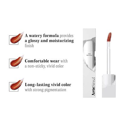 Dewy Fit Tint – 8 Colors | Non-Sticky, Buildable Shine with Vivid Color | Long-Lasting & Moisturizing for a Plump, Glossy Finish | K-Beauty Lip Color (#002 Marronier, 0.1 Fl Oz)