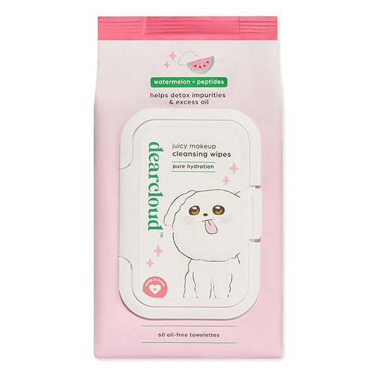 Juicy Makeup Cleansing Wipes - 60 Count – makeup wipes and makeup remover for face – Oil-Free makeup remover wipes (Watermelon & Peptides)