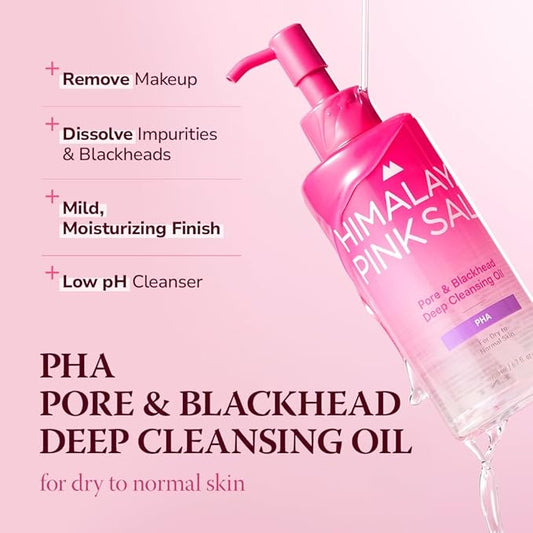 Pore & Blackhead Deep Cleansing Oil PHA, 6.7 fl oz 2 Pack - Gentle Hydrating Oil Cleanser for Dry, Sensitive Skin, Low pH Makeup Blackhead Remover