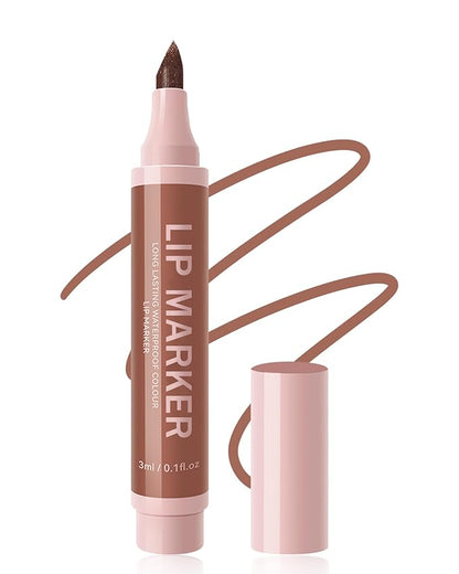 Lip Liner Stain Pen-1Pcs Nude Brown Tint, Longlasting Waterproof Smudgeproof lip tint stain Lip Color,Matte Lip Stain Liquid Lipliner Pencil, Precise Chisel Tip,Makeup Gift for Women-02