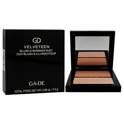 GA-DE Velveteen Blush and Shimmer Duet, 32 - Formulated with Micronized Pearls and Pigments for Sculpting Face and Décolleté - Paraben-Free - 0.26 oz