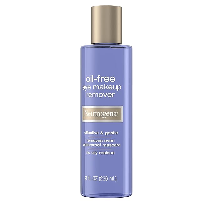 Neutrogena Gentle Oil-Free Eye Makeup Remover & Cleanser for Sensitive Eyes, Non-Greasy Makeup Remover, Removes Waterproof Mascara, Dermatologist & Ophthalmologist Tested, 8.0 fl. oz (Pack of 2)