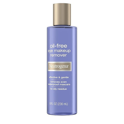 Neutrogena Gentle Oil-Free Eye Makeup Remover & Cleanser for Sensitive Eyes, Non-Greasy Makeup Remover, Removes Waterproof Mascara, Dermatologist & Ophthalmologist Tested, 8.0 fl. oz (Pack of 2)