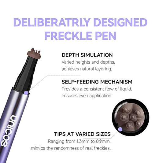 Unicos Freckle Stamp, 2-IN-1 Freckle Pen with Blush, Faux Freckle Stamp, Natural Makeup, 5 Sec Quick-drying, Waterproof, Long-Lasting, Easy to Use, Gifts for Her, Sunkiss