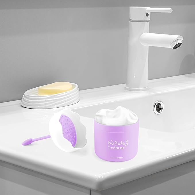 Face Cleanser Bubbler, Bubble Maker for Face Wash, Bubble Foamer Device, Gentle Deep Cleanser, Maker Face Foaming Maker for Cleaning (2, Purple)