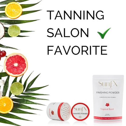 SunFX Post Spray Finish Powder 1LB & Professional Salon Large Fan Brush Combo