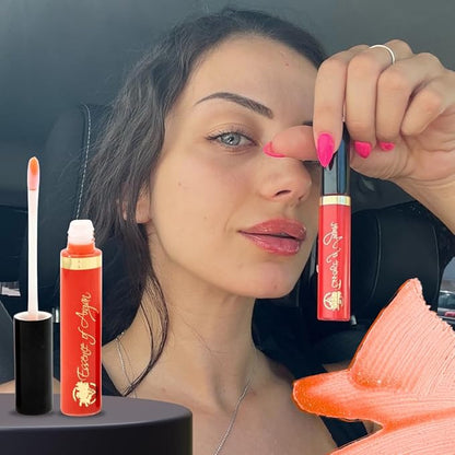 Essence Of Argan Clear Red Lip Gloss with Moroccan Argan Oil to Moisturize and Plump your Lips – Revitalized Lip Care to Eliminate Dryness - Clear Glossy Finish 0.25oz
