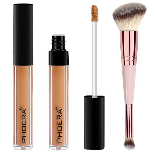 PHOERA Concealer, Lightweight, Full Coverage, Long Lasting, Corrects, Hydrates, Highlights, Matte Finish, All-Day Wear,with Concealer Brush (106#CHESTNUT)