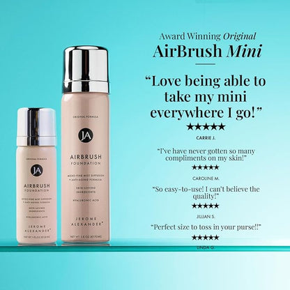 Jerome Alexander MagicMinerals AirBrush Foundation Set – Full Size & Mini Travel Size Spray Makeup, Medium Shade – Ultra-Light, Buildable, Full Coverage Formula with Anti-Aging Skincare Ingredients