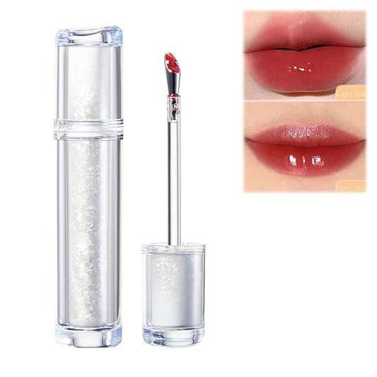 Ice Watery Lip Gloss, Iron Tinted Lip Tint, Jelly Hydrating Moisturizing Nonstick Tinted Gloss Oil (#04 Sunset Black Tea)