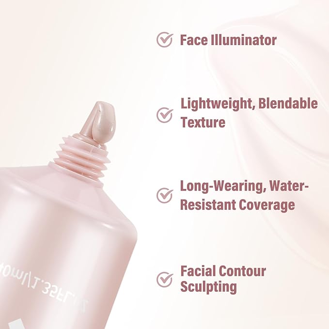 Boobeen Liquid Foundation Makeup, Waterproof Dewy Foundation With Slight Shimmer, Illuminator Highlighter, Luminous Silk Foundation To Enhance Skin Natural Glow