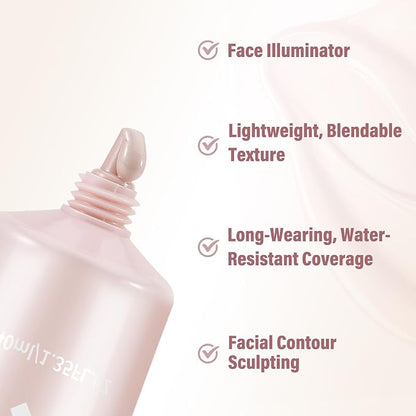 Boobeen Liquid Foundation Makeup, Waterproof Dewy Foundation With Slight Shimmer, Illuminator Highlighter, Luminous Silk Foundation To Enhance Skin Natural Glow