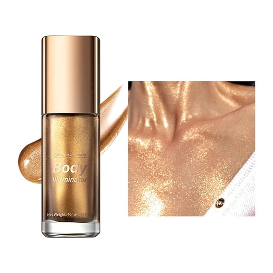 MAEPEOR Body Luminizer 5 Colors Smooth Subtle Shimmer Illuminator Moisturizing Long Lasting Summer Glow for Face and Body (40ML, 04 Glistening Bronze)