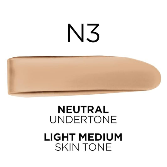 L'Oreal Paris True Match Super-Blendable Foundation, Medium Coverage Liquid Foundation Makeup, N3, Light Medium, 1 Fl Oz
