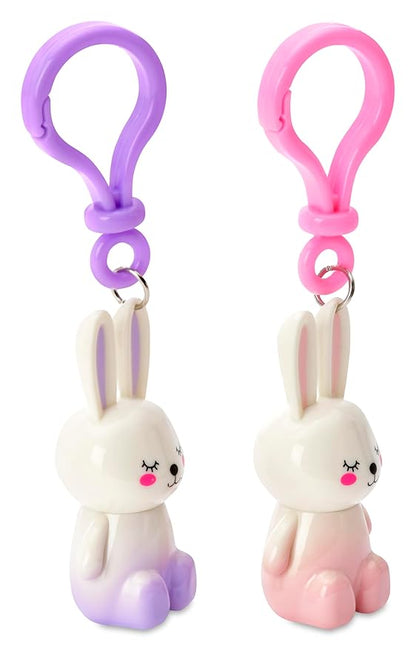 iscream Bunny Besties Tear and Share Classic Wand Lip Gloss Set on a Key Chain Bag Clip for Grab and Go Fun