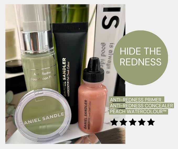 ANTI REDNESS FOUNDATION Makeup Primer for Face, Neck & Chest - 35ml. Beauty Primer Makeup Colour Corrector for Red Skin, Acne Patches & More. Rosacea Foundation Green Colour Corrector