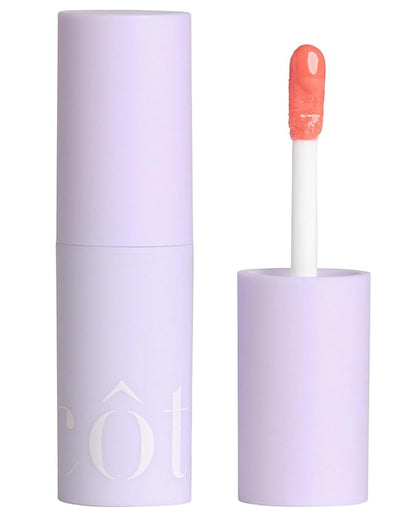 Côte Beauty The Necessity Peptide Lip Shine in Branson - Plumping Coral Lip Gloss with Hyaluronic Acid, Shea Butter & Jojoba Oil - Non-Sticky, Long-Lasting Hydrating Formula